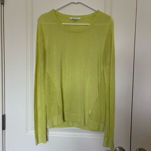 CAbi Style 199 Lime Green Lightweight Split Back Crewneck Sweater